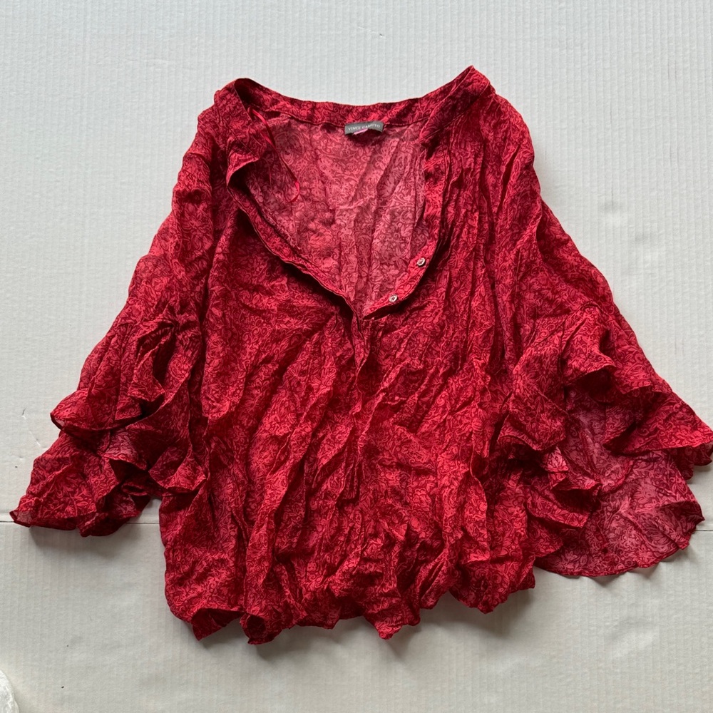 Vince Camuto Crimson Ruffle Sleeve Blouse